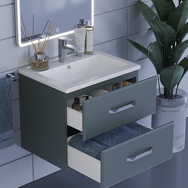 Тумба под раковину для ванной Uperwood Foster 60 см, подвесная, серый графит фото 5