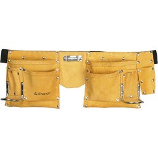STAYER "MASTER" Пояс для инструментов, кожаный, 10 карманов, 2 скобы [38510] фото 1