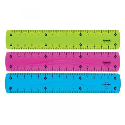 Линейка пластиковая, 15 см, гибкая, ассорти, Centrum фото 1