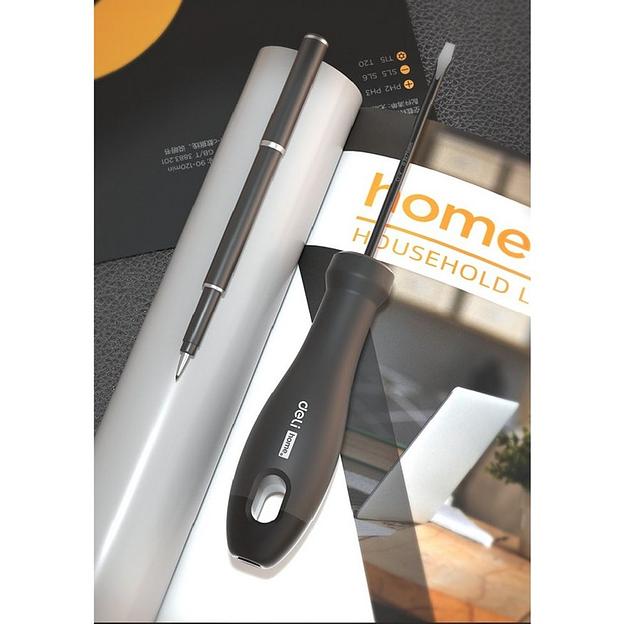 Шлицевая отвёртка "Home Series Black" Deli HT1106 6x150мм Эксклюзивный дизайн. Рукоятка из высококачественного софттач пластика фото 8