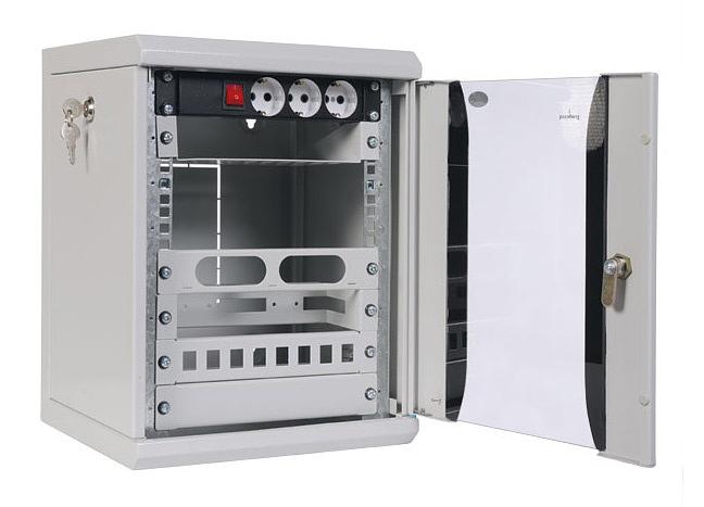 Шкаф коммутационный ЦМО (ШРН-12.255-10) настенный 12U 320x305мм пер.дв.стекл 100кг серый фото 2