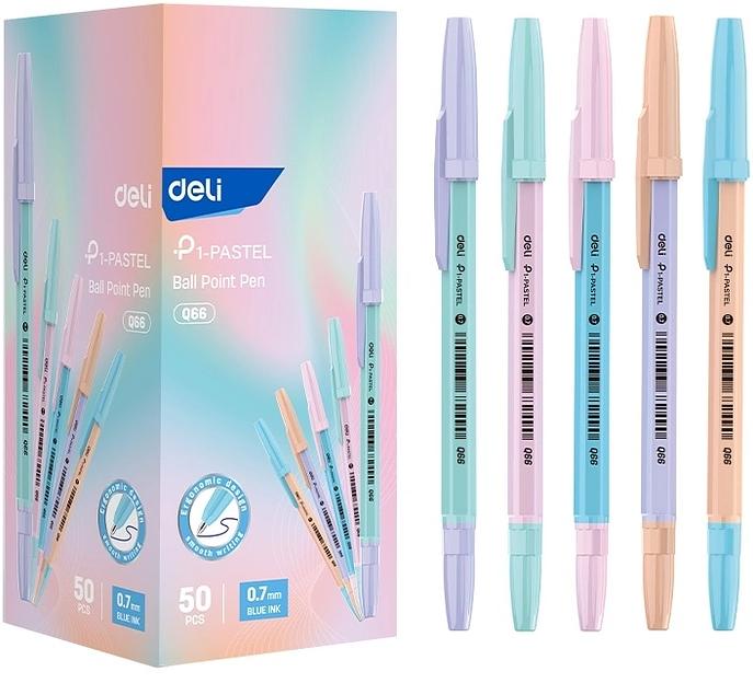 Ручка шариков. Deli P1 (EQ66) d=0.7мм син. черн. карт.уп. фото 1