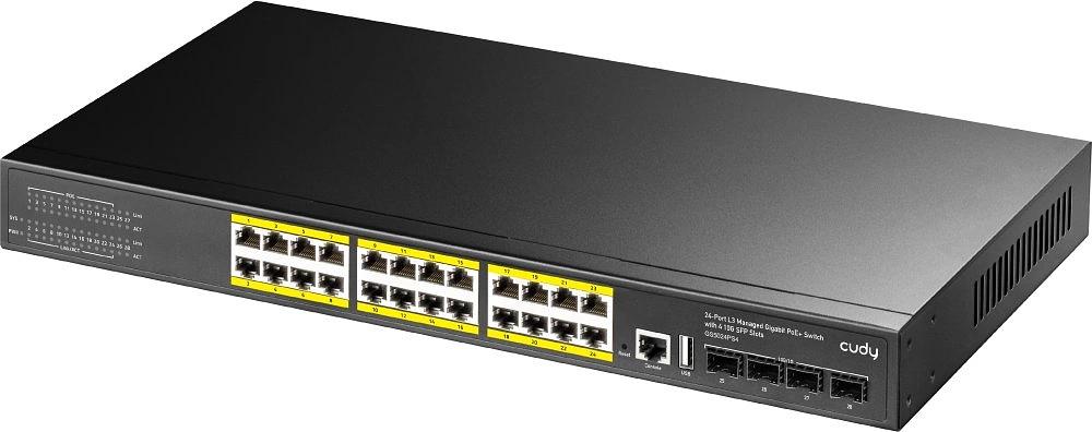 Коммутатор Cudy GS5024PS4 (L3) 24x1Гбит/с 4SFP+ 24PoE+ 400W управляемый фото 1