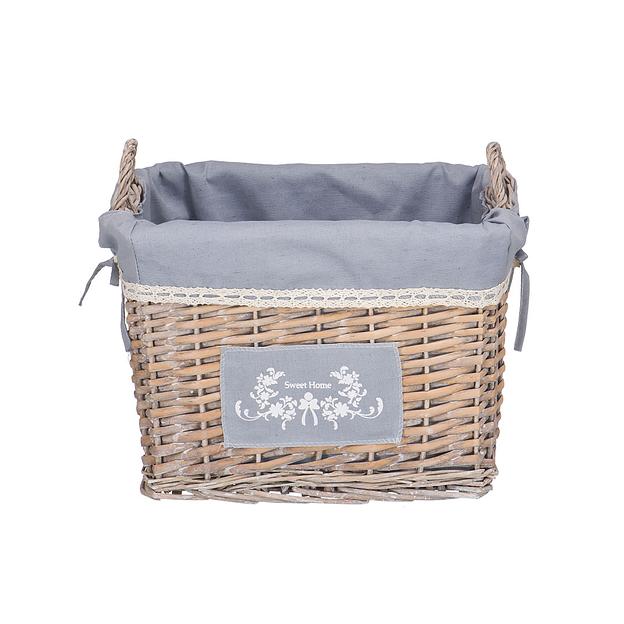 Корзина стеллажная высокая с ручками "Лён", Д360 Ш260 В260, серый фото 1