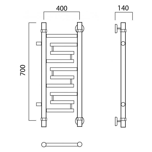 Полотенцесушитель водяной Роснерж Нео 2 L109001 70x40 с боковым подключением 600 фото 2