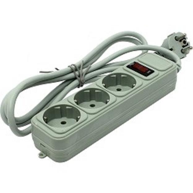 Exegate EX221177RUS Сетевой фильтр Exegate SP-3-1.8G (3 розетки, 1.8м, евровилка, серый) фото 1