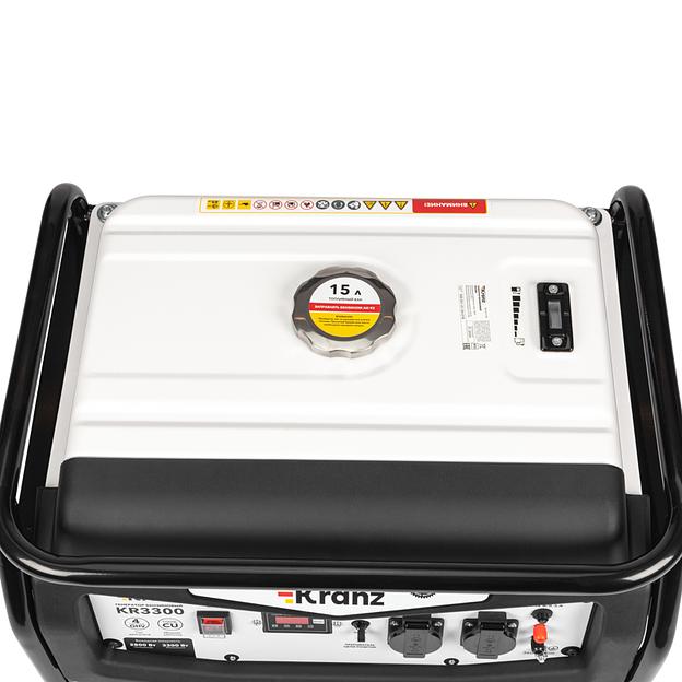Kranz KR-16-1133 Генератор бензиновый KR3300, 3,3кВт, 230В, 15л, ручной стартер фото 6