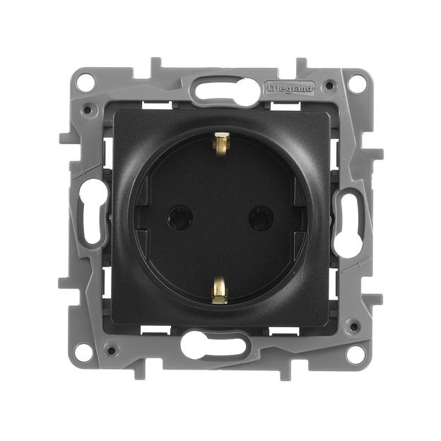 Розетка 2К+З, немецкий стандарт, винтовые зажимы, 16А, 250В~, Etika, антрацит Legrand 672621 фото 1