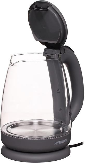 Чайник электрический Hyundai HYK-G1003 1.7л. 2200Вт серый (корпус: стекло) фото 5