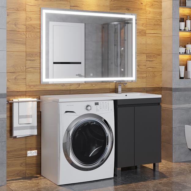 Тумба под стиральную машину Uperwood Magenta, 60 см, напольная, черная, с дверцами фото 5