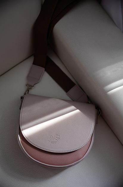 Женская сумка кросс-боди серо-бежевая, пыльная роза опт фото 5