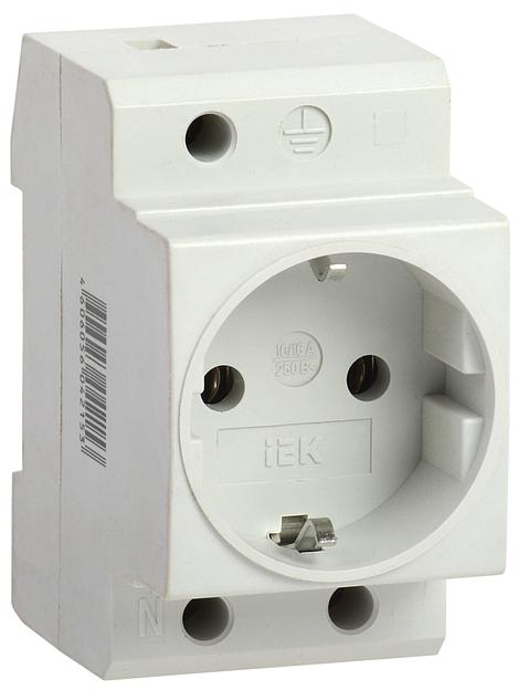 Розетка IEK на DIN-рейку с заземлением контактов MRD10-16 фото 1