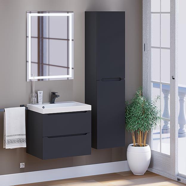 Тумба под раковину для ванной Uperwood Tanos 60 см, подвесная, черная матовая фото 6