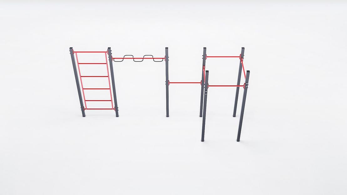 Система турников с рукоходом-змейкой и шведской стенкой фото 1