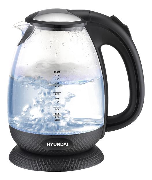 Чайник электрический Hyundai HYK-G3804 1.7л. 2200Вт черный (корпус: стекло) фото 1