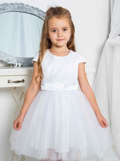 Платье для девочки Энди нарядное, белое, 21-184, опт фото 1