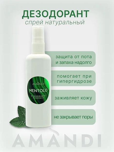 Минеральный дезодорант-спрей «AMANDI» Mentolo (с ментолом) 250 мл, опт фото 2