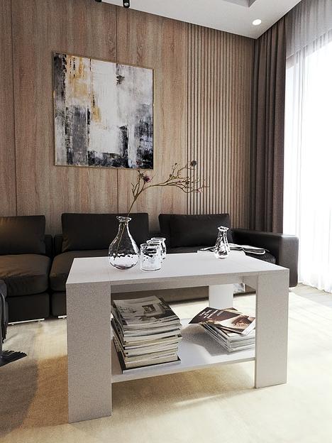 Столик журнальный Wood&Stone «Шеда» белый 90×50.2×50 см фото 3