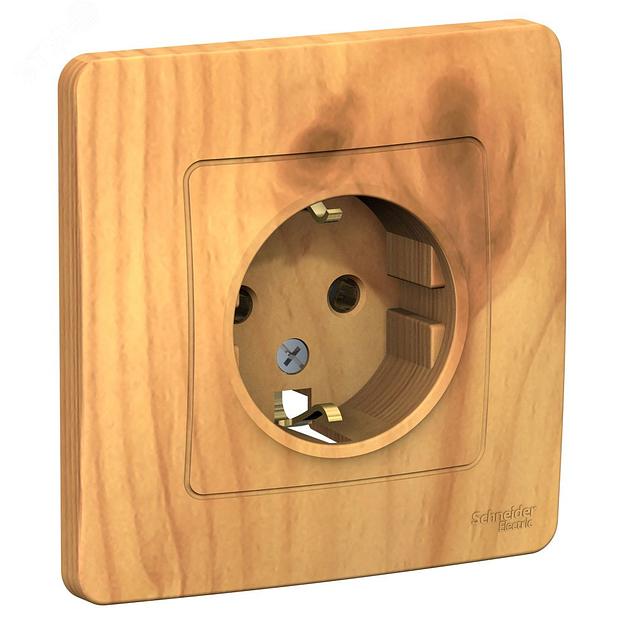 Systeme electric BLNRS001015 BLANCA С/У РОЗЕТКА с заземлением без шторок, 16А, 250В, ЯСЕНЬ фото 2