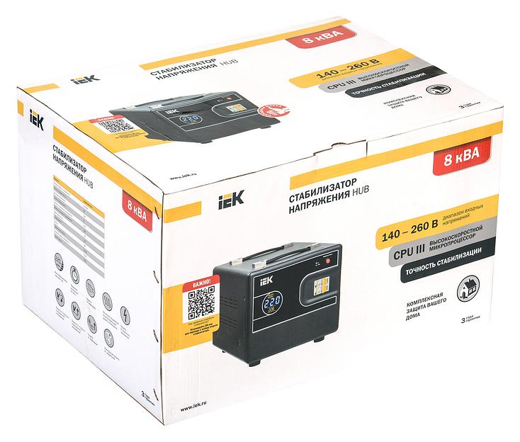 Стабилизатор напряжения IEK Hub 8кВА однофазный черный (IVS21-1-008-13) фото 2