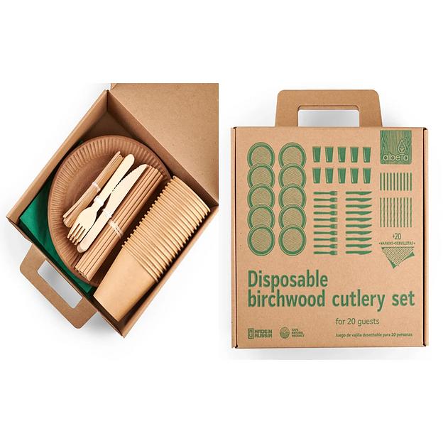 Набор одноразовой посуды на 20 персон, в бумажном крафт-пакете фото 1