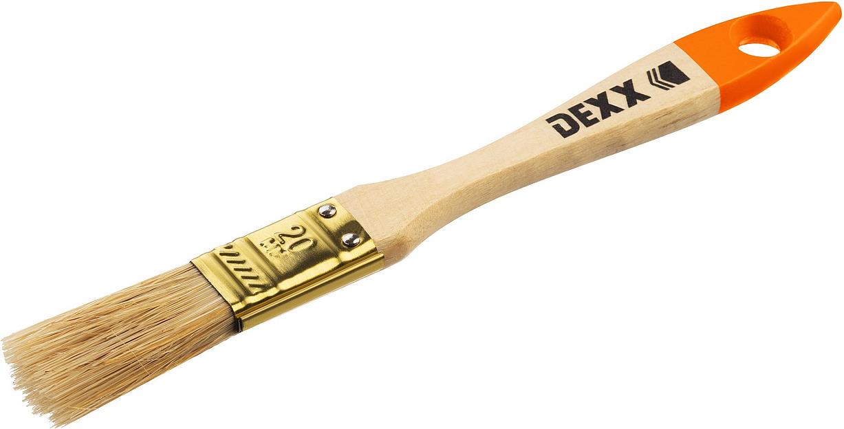 DEXX 20 мм, 3/4″, натуральная щетина, деревянная ручка, флейцевая, все виды ЛКМ, плоская кисть (0100-020) фото 1