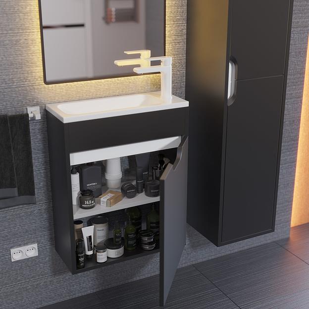 Тумба под раковину для ванной Uperwood Modul 50 см, подвесная, матовая, черная фото 3