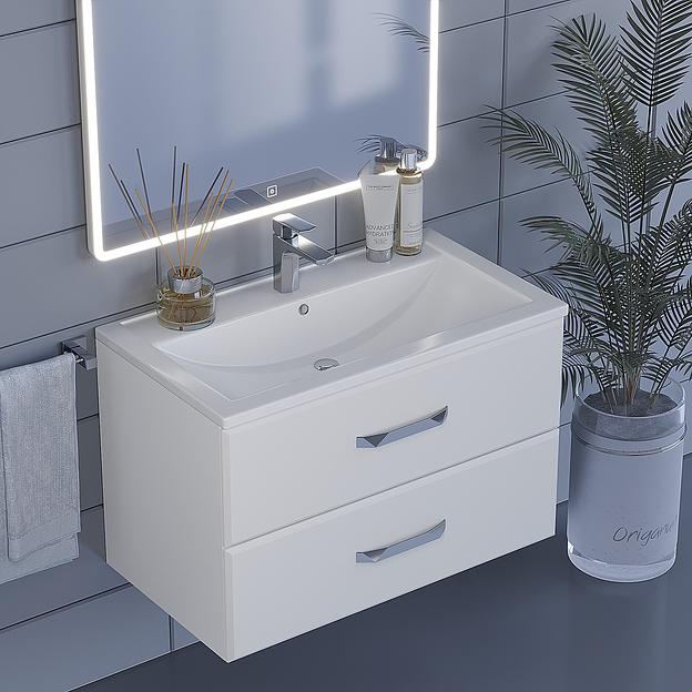 Тумба с раковиной для ванной Uperwood Foster 80 см, подвесная, белая фото 7