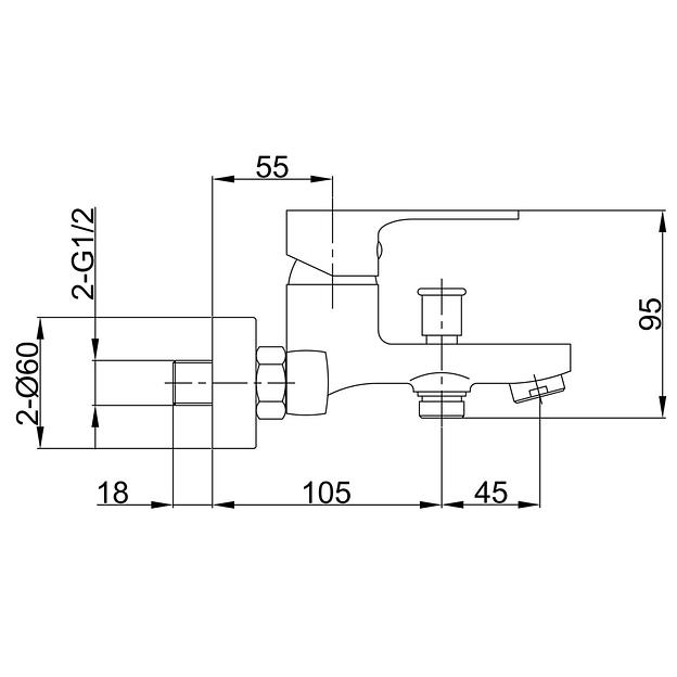 Латунный смеситель ванно-душевой одноручный Eleanti Agate (Короткий излив) фото 2