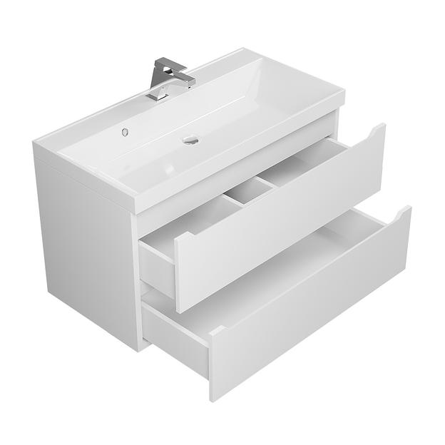 Тумба под раковину для ванной Uperwood Tanos 90 см, подвесная, белая матовая фото 9