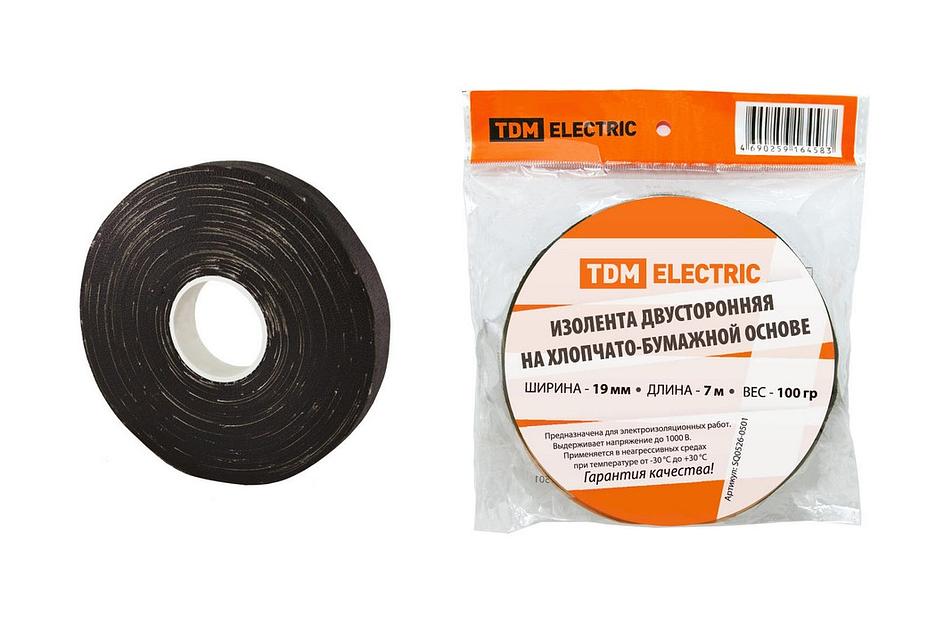 Изолента ХБ 19ммx7м двусторонняя (100 г)TDM фото 1
