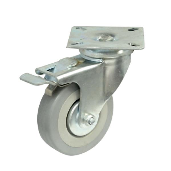 Опора колесная d50мм со стопором, серая фото 1