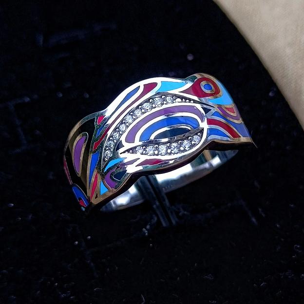 Крупный серебряный комплект с эмалью «Анталия» фото 4