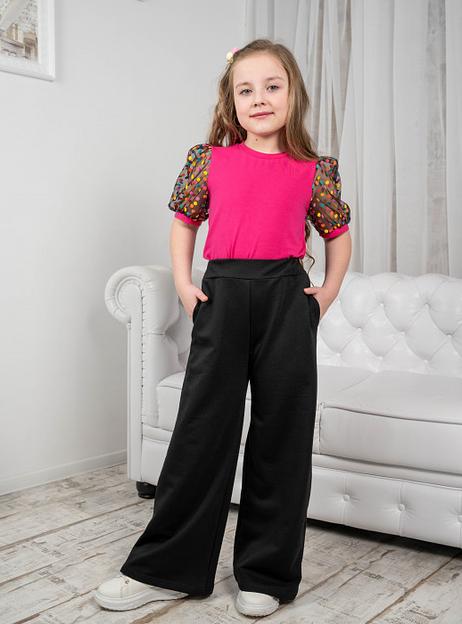 Брюки широкие, свободные Энди для девочек, чёрные, 4-122, опт фото 3