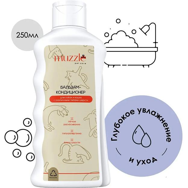 Бальзам кондиционер для шерсти собак и кошек Muzzle 250 мл ОПТ фото 2