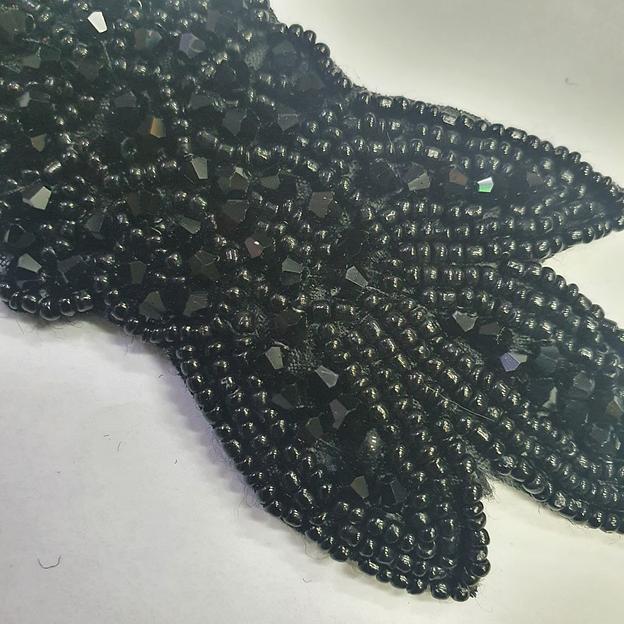 Аппликация пришивная «Цветок» удлинённый чёрный фото 2