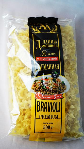 Лапша домашняя яичная Bravioli Premium «Лагманная» 500 г фото 1