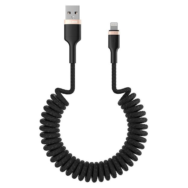 Кабель Olmio SPRING USB 2.0 - lightning 1.5м 2.4A черный фото 1