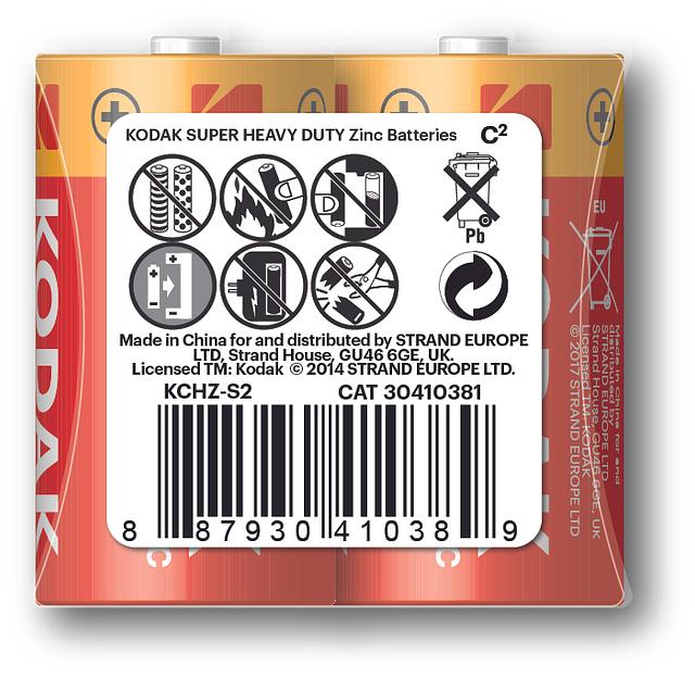 Батарейка Kodak R14-2S SUPER HEAVY DUTY Zinc [KCHZ 2S] (24/144/10368) KODAK Б0005140 фото 1