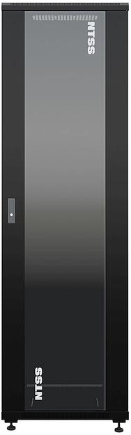 Шкаф коммутационный NTSS Премиум (NTSS-R42U6060GS-1BL) напольный 42U 600x600мм пер.дв.стекл металл 900кг черный 510мм 86кг 1987мм 20 металл фото 1