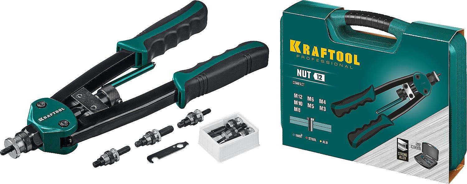 KRAFTOOL NUT-12, М3 - М12, 380 мм, резьбовой двуручный заклепочник в кейсе (31183) фото 1
