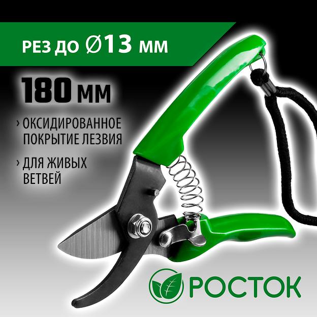 РОСТОК PC-71, 180 мм, углеродистая сталь, оксидированное покрытие, пластиковые рукоятки, компактный плоскостной секатор (423015) фото 2