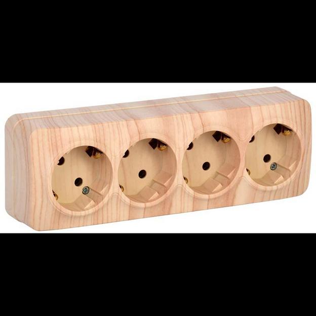 IEK ERH41-K34-16 РС24-3-ХС Розет. 4-ая с з/к о/у 16А GLORY сосна фото 1