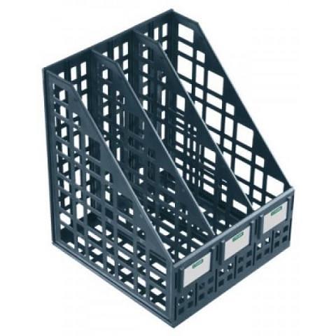 Лоток для документов вертикальный, 3-секционный, сборный, черный, СТАММ ЛТ81 фото 1