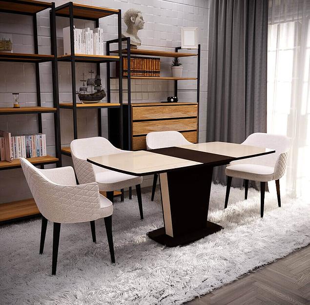 Стол Атлант тип 2, 130 (+40)×75 дуб миланский, бежевое стекло фото 2