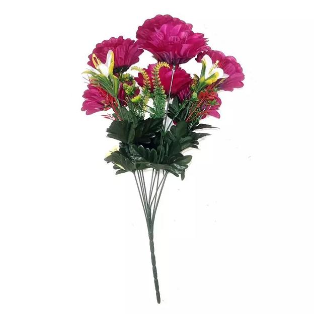 Букет бордовых георгинов 7 голов 3 цветочка 55см фото 1