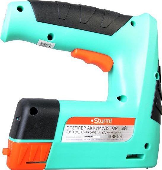 Степлер аккумуляторный Sturm! CET1201 скобы тип 53: 11.4мм 4-10мм гвозди тип 47: 14мм фото 2