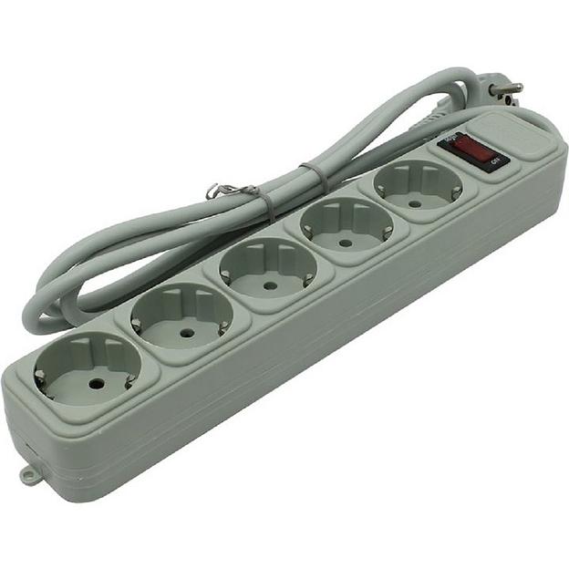 Exegate EX266862RUS Сетевой фильтр Exegate SP-5-1.5G (5 розеток, 1.5м, евровилка, светло-серый) фото 1