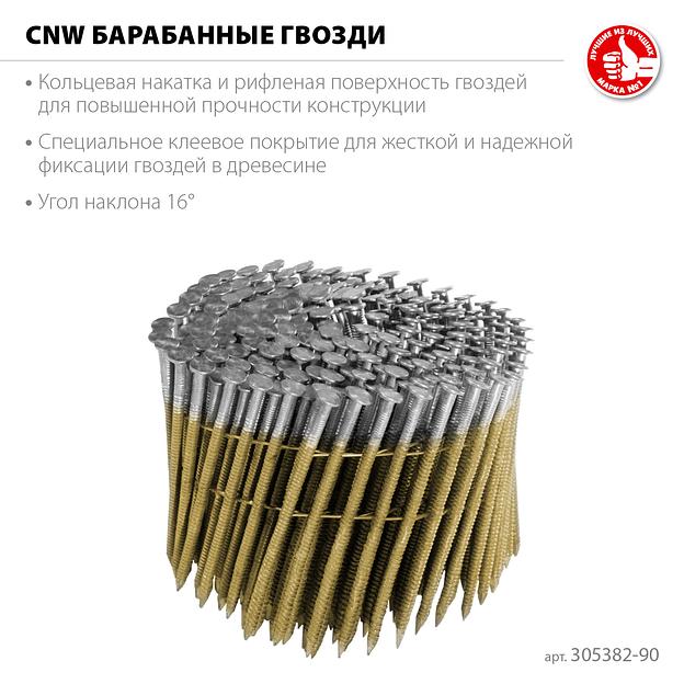 ЗУБР CNW 90 х 3.1 мм, барабанные гвозди рифленые, 3600 шт (305382-90) фото 3