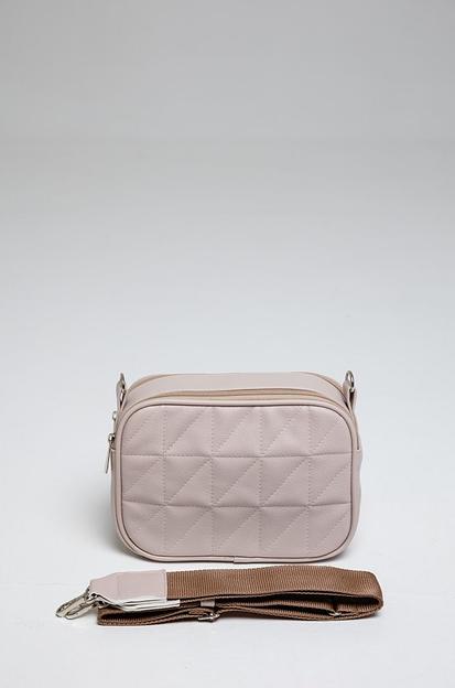 Женская сумка кросс-боди серо-бежевая опт фото 4